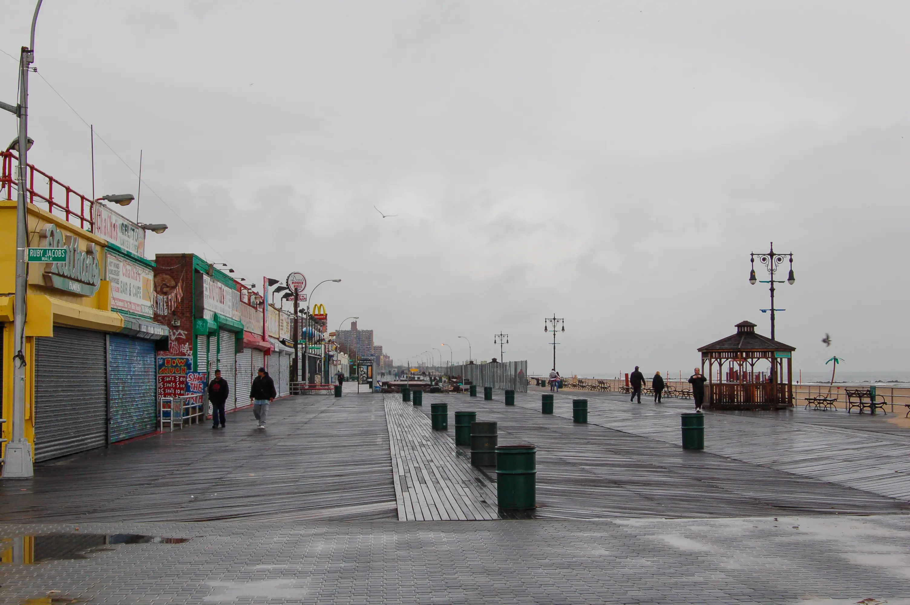 Coney Island boardwalk in the offseason.