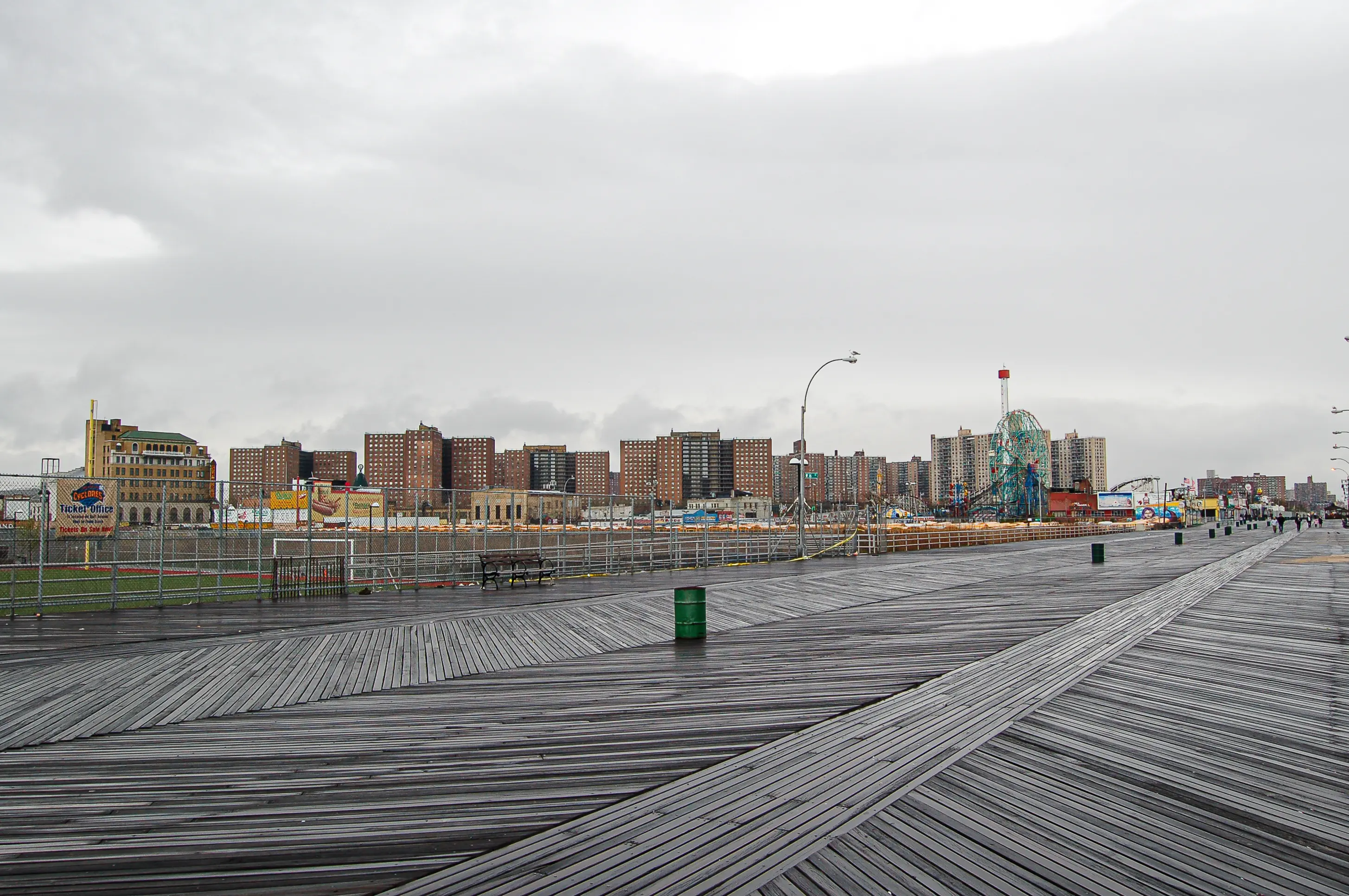 Coney Island boardwalk in the offseason.