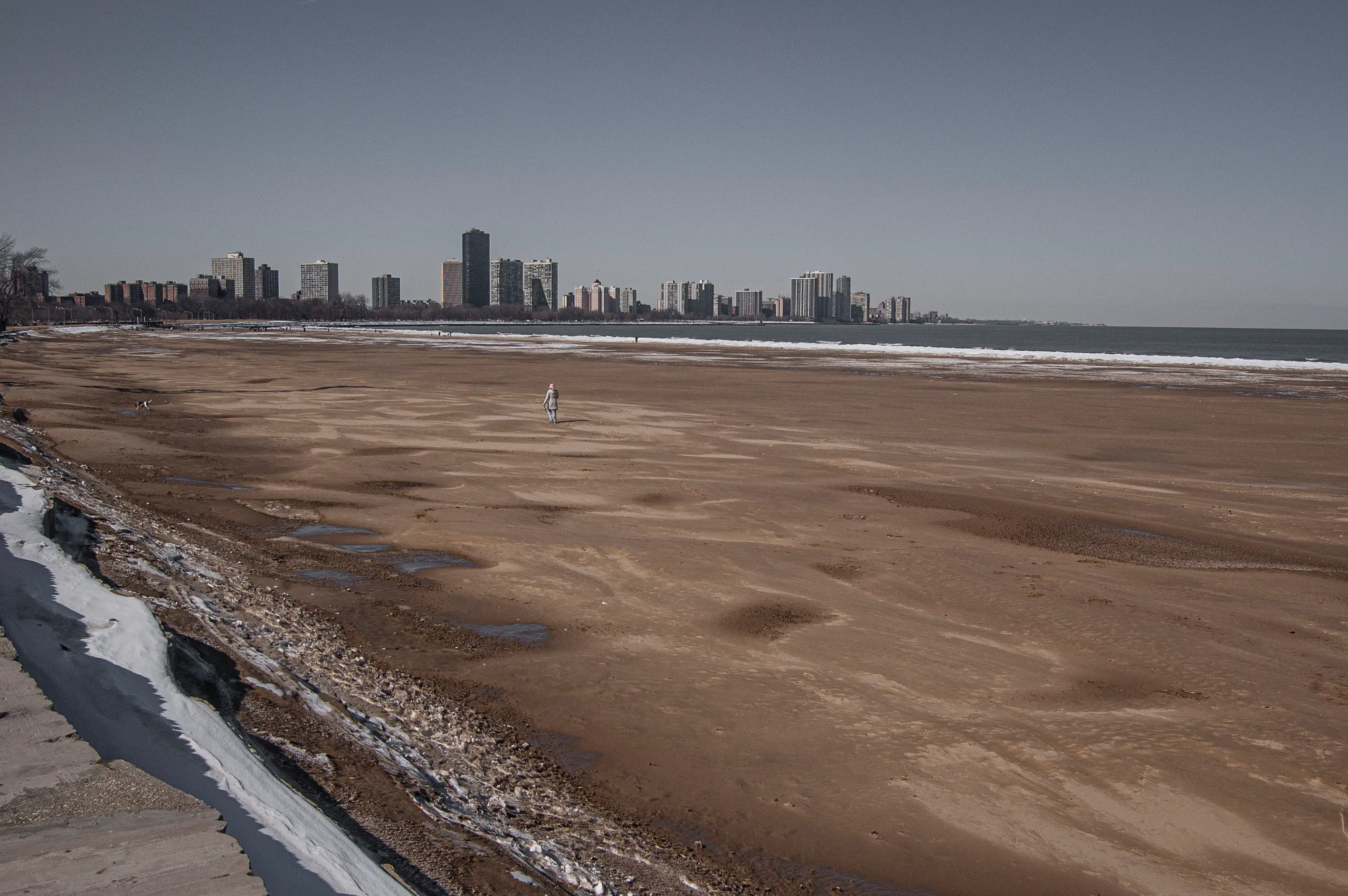Montrose Beach in the wintertime.