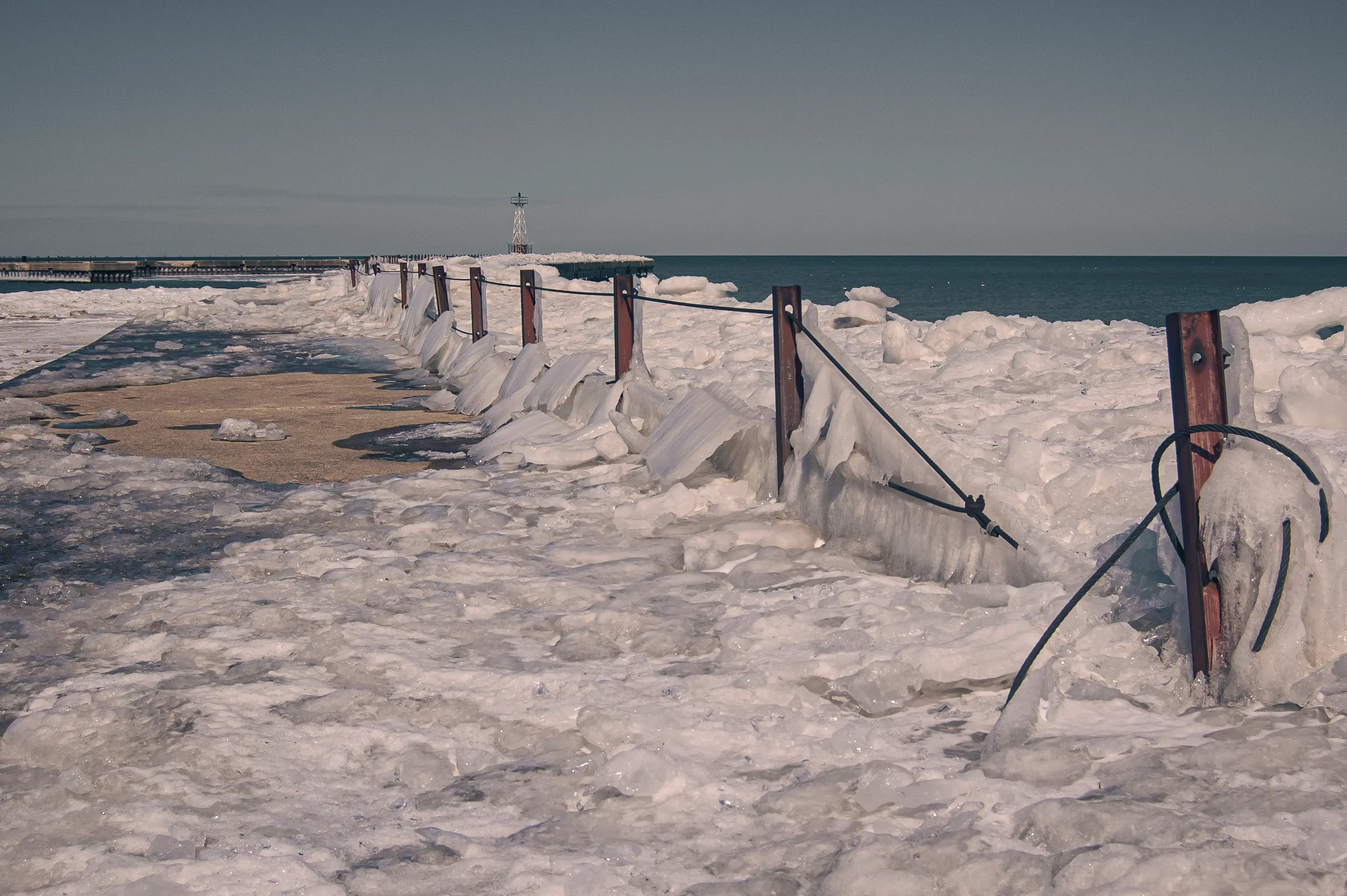 Montrose Beach in the wintertime.