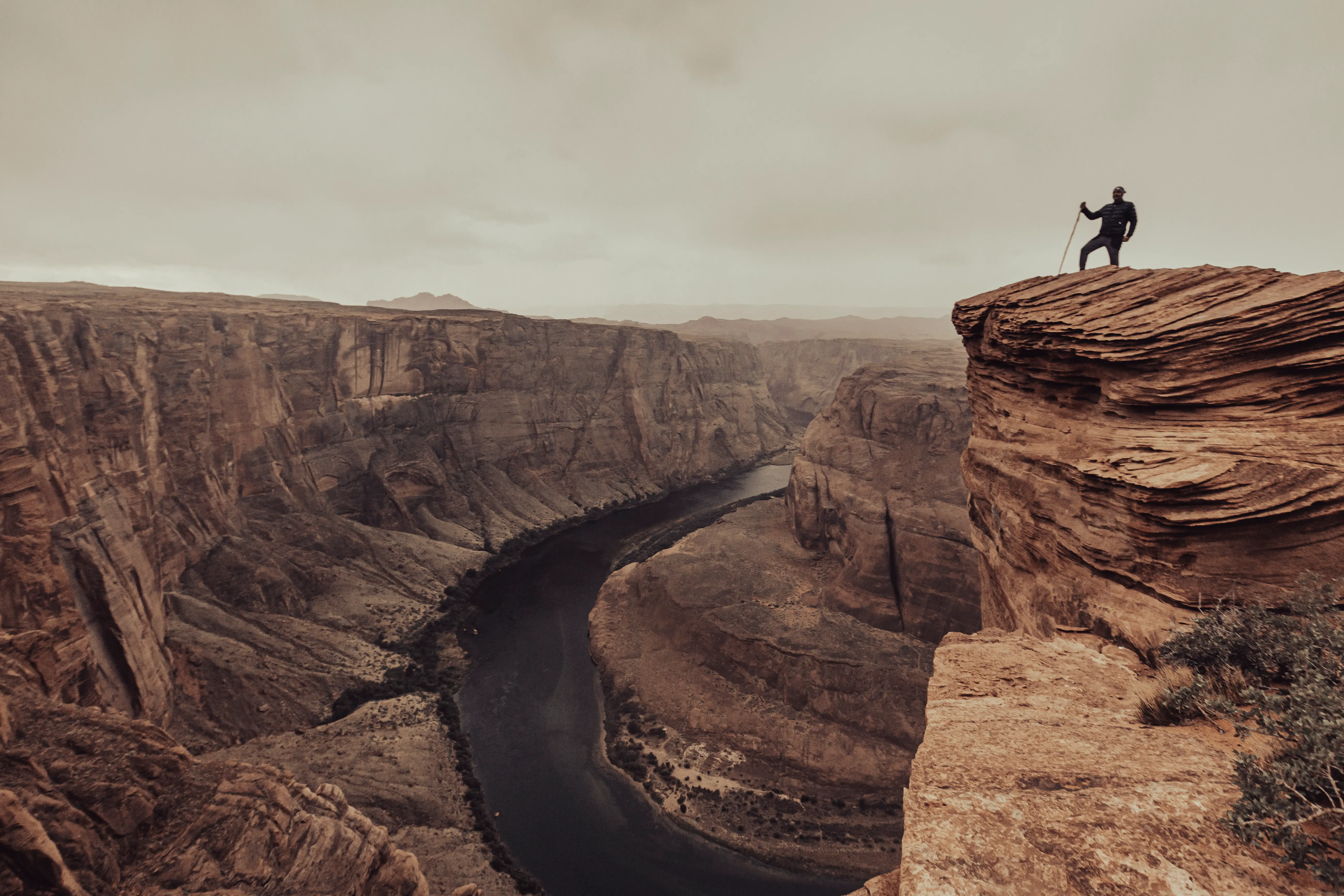 The dramatic curve of Horseshoe Bend on the Colorado River near Page, Arizona.