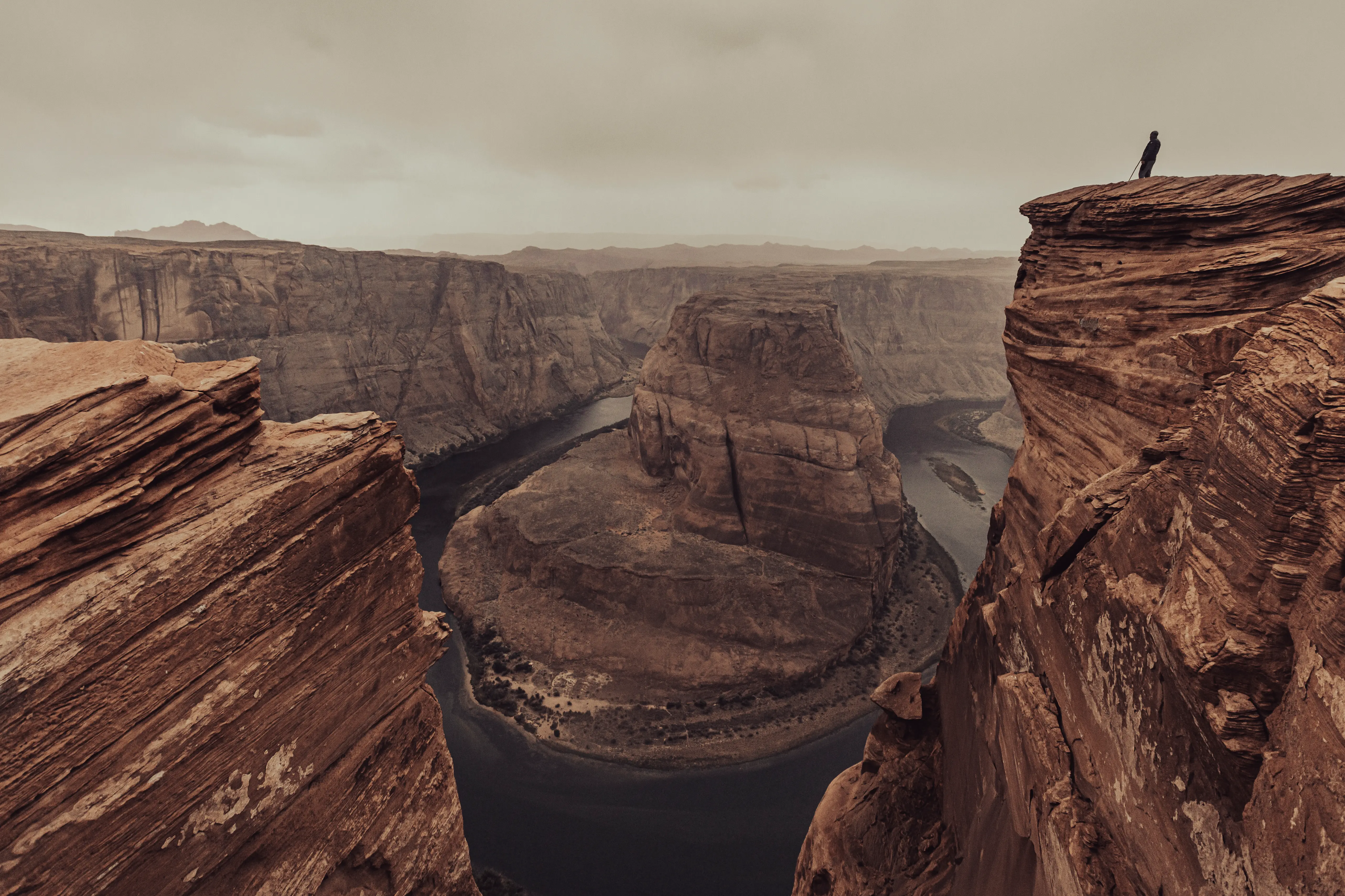 The dramatic curve of Horseshoe Bend on the Colorado River near Page, Arizona.