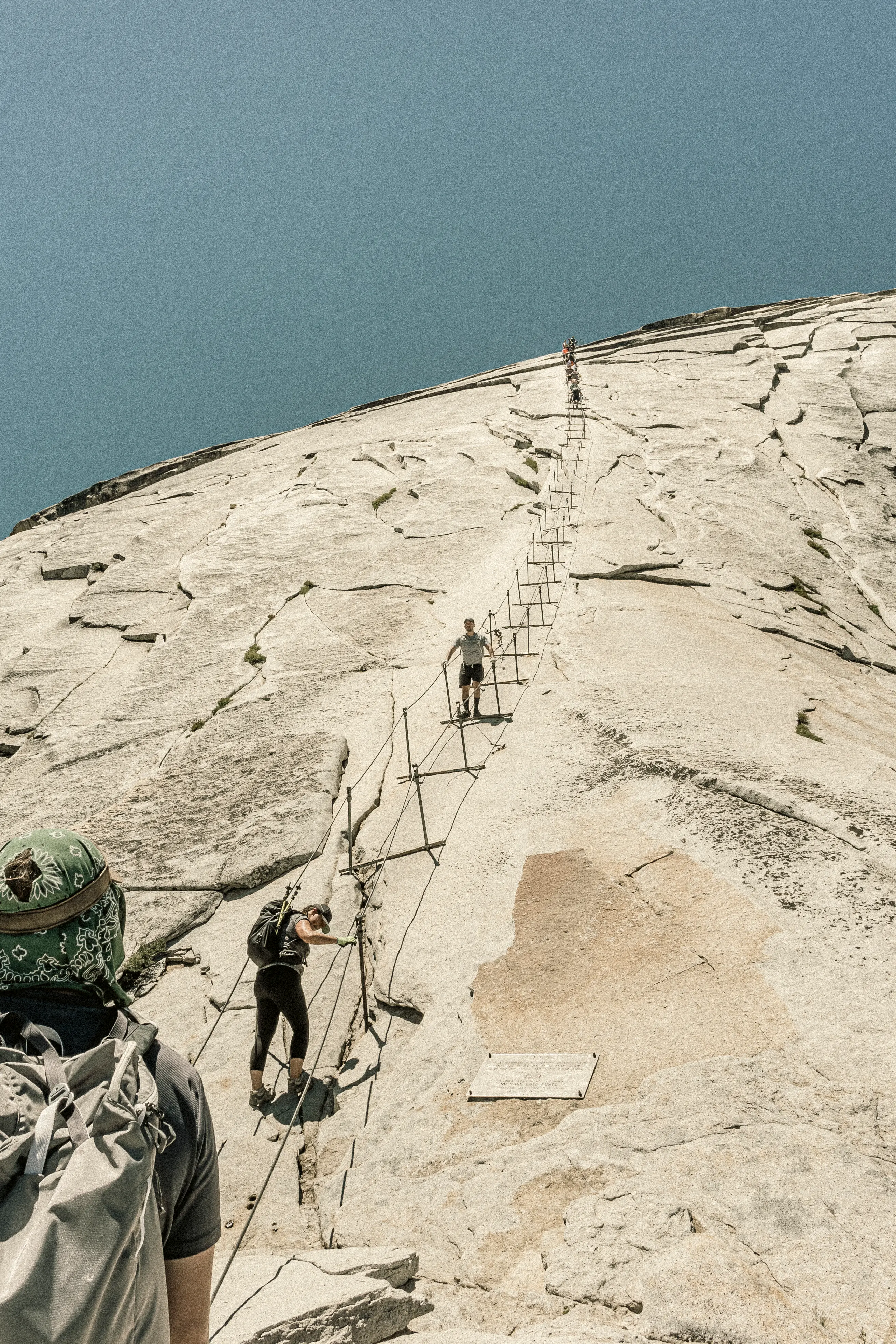 The granite face of Half Dome rising over Yosemite Valley, California.