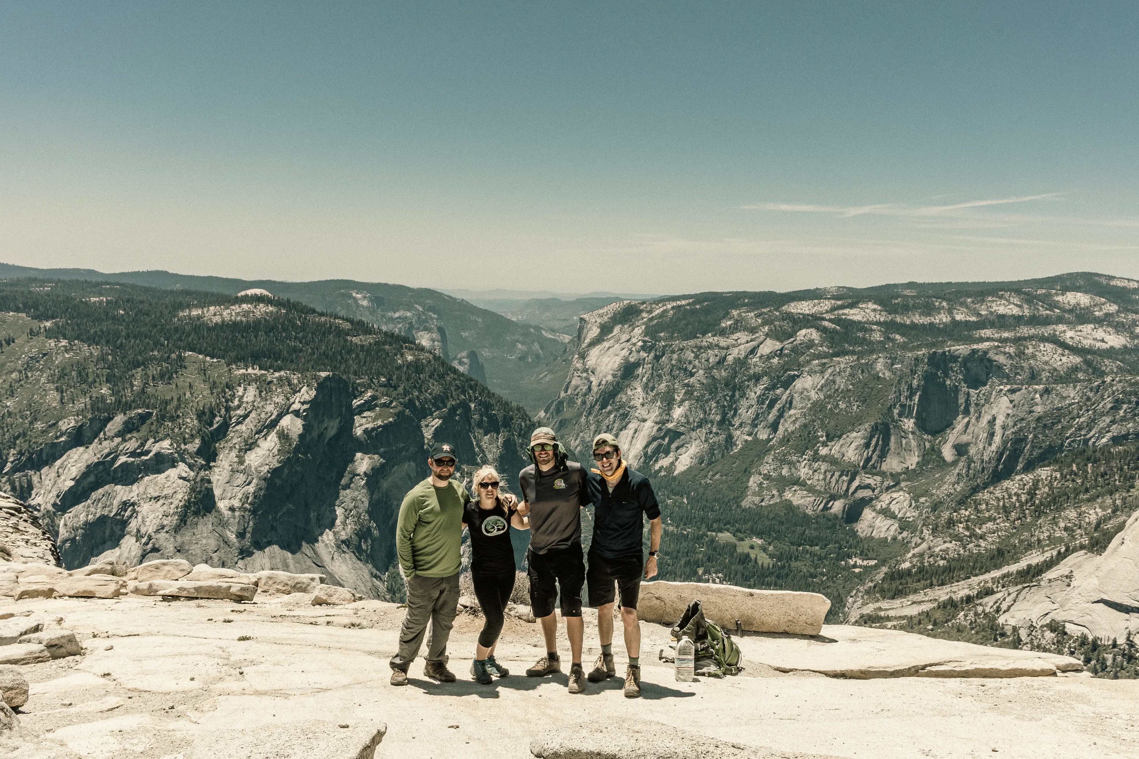 The granite face of Half Dome rising over Yosemite Valley, California.